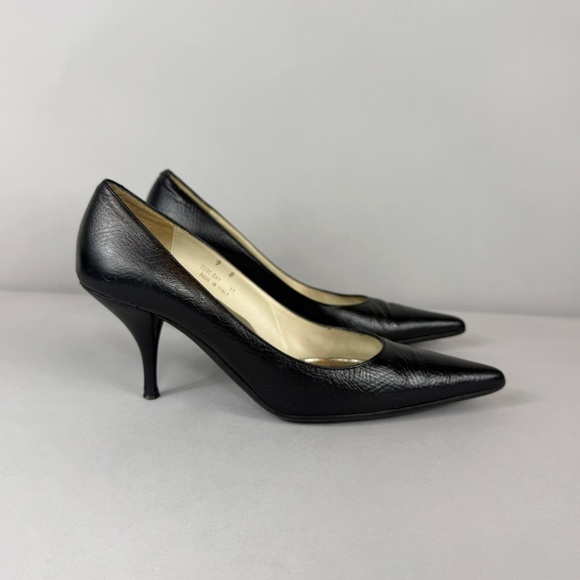 Coach Black Point Toe Pebbled Leather Amy Heels - Picture 2 of 8
